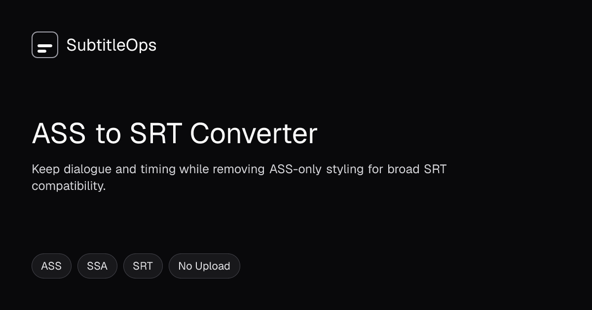 Free ASS to SRT Converter Online | SubtitleOps
