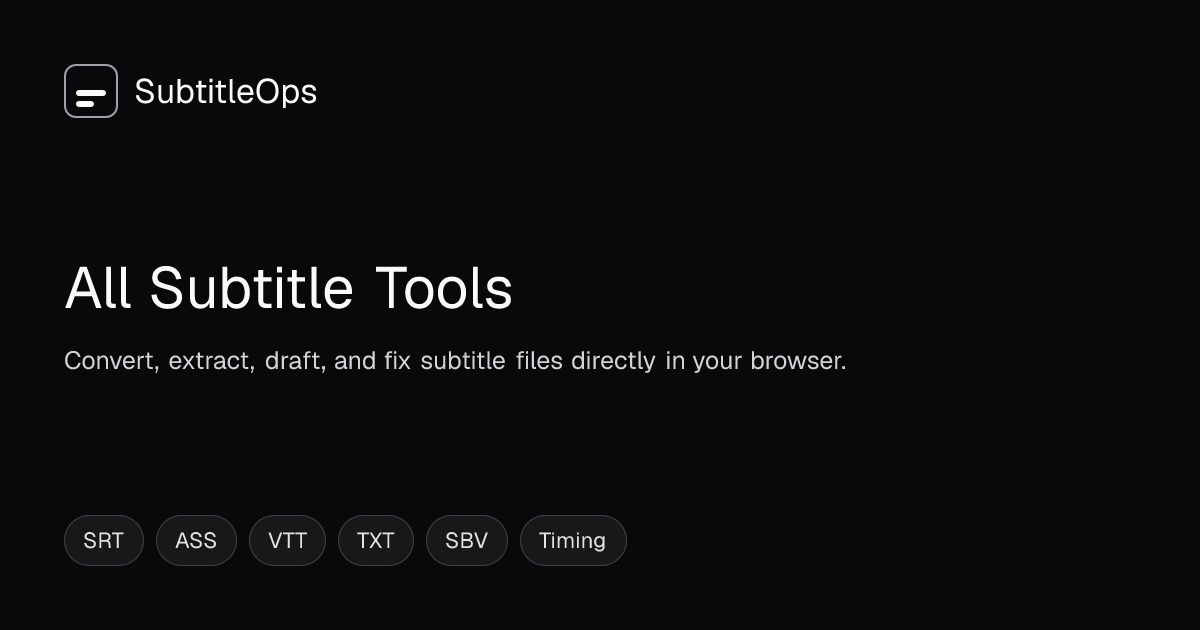 Free Subtitle Tools — Convert, Extract & Draft Subtitles | SubtitleOps