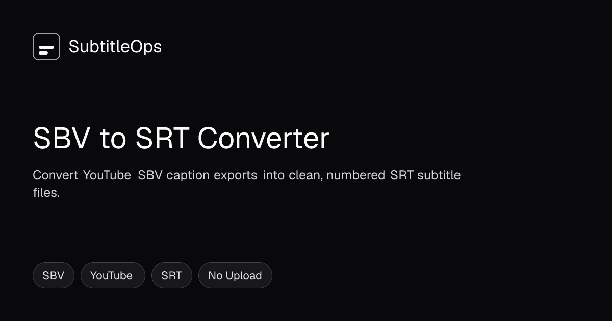 Free SBV to SRT Converter Online | SubtitleOps