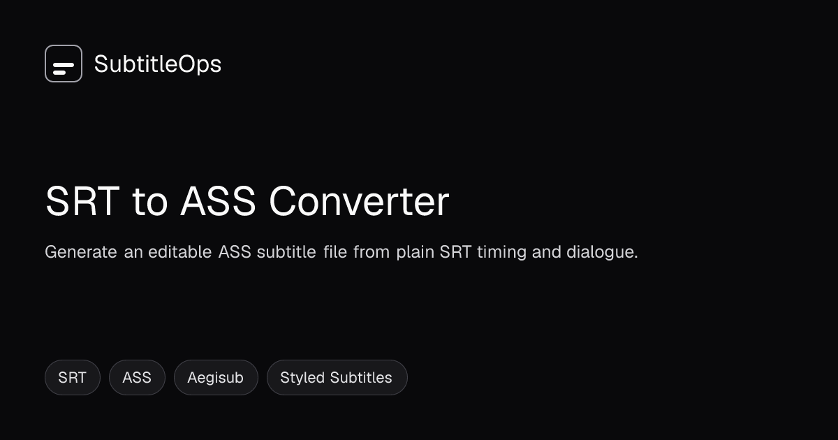 Free SRT to ASS Converter Online | SubtitleOps