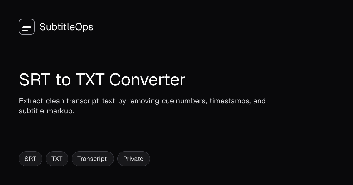 Free SRT to TXT Converter Online | SubtitleOps