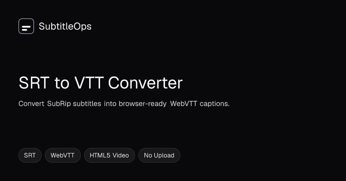 Free SRT to VTT Converter Online | SubtitleOps
