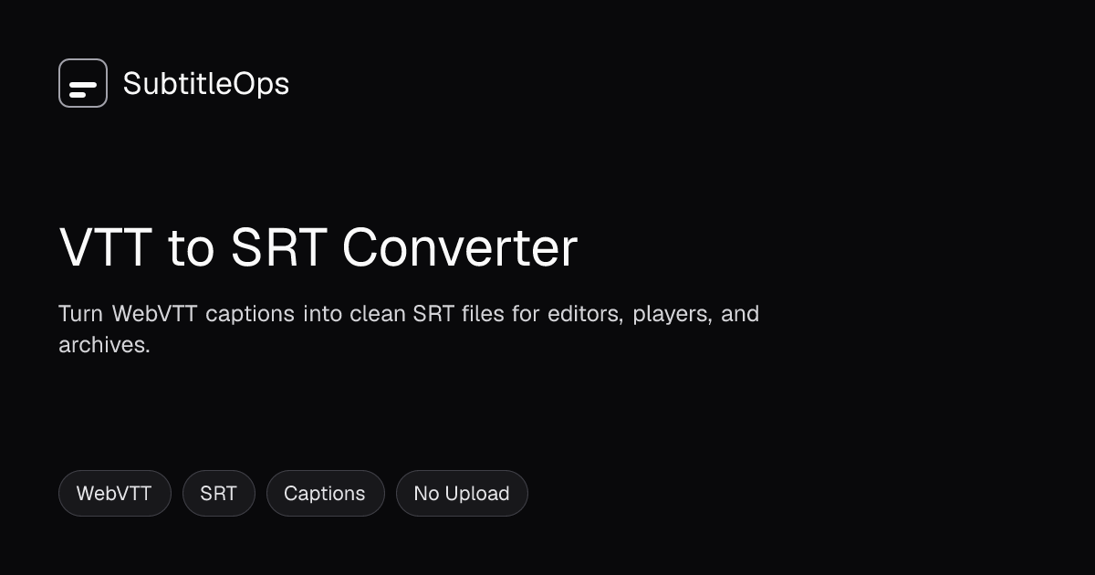 Free VTT to SRT Converter Online | SubtitleOps